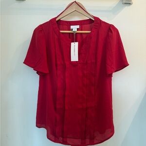 Liz Claiborne Red Flutter Sleeve Blouse NWT